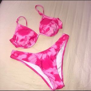 Pink tie dye scoop neck swimsuit 💞
